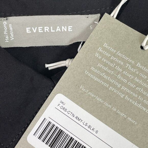 Everlane The Field Long Sleeve Collared Oversized Dress Black S - Picture 9 of 12